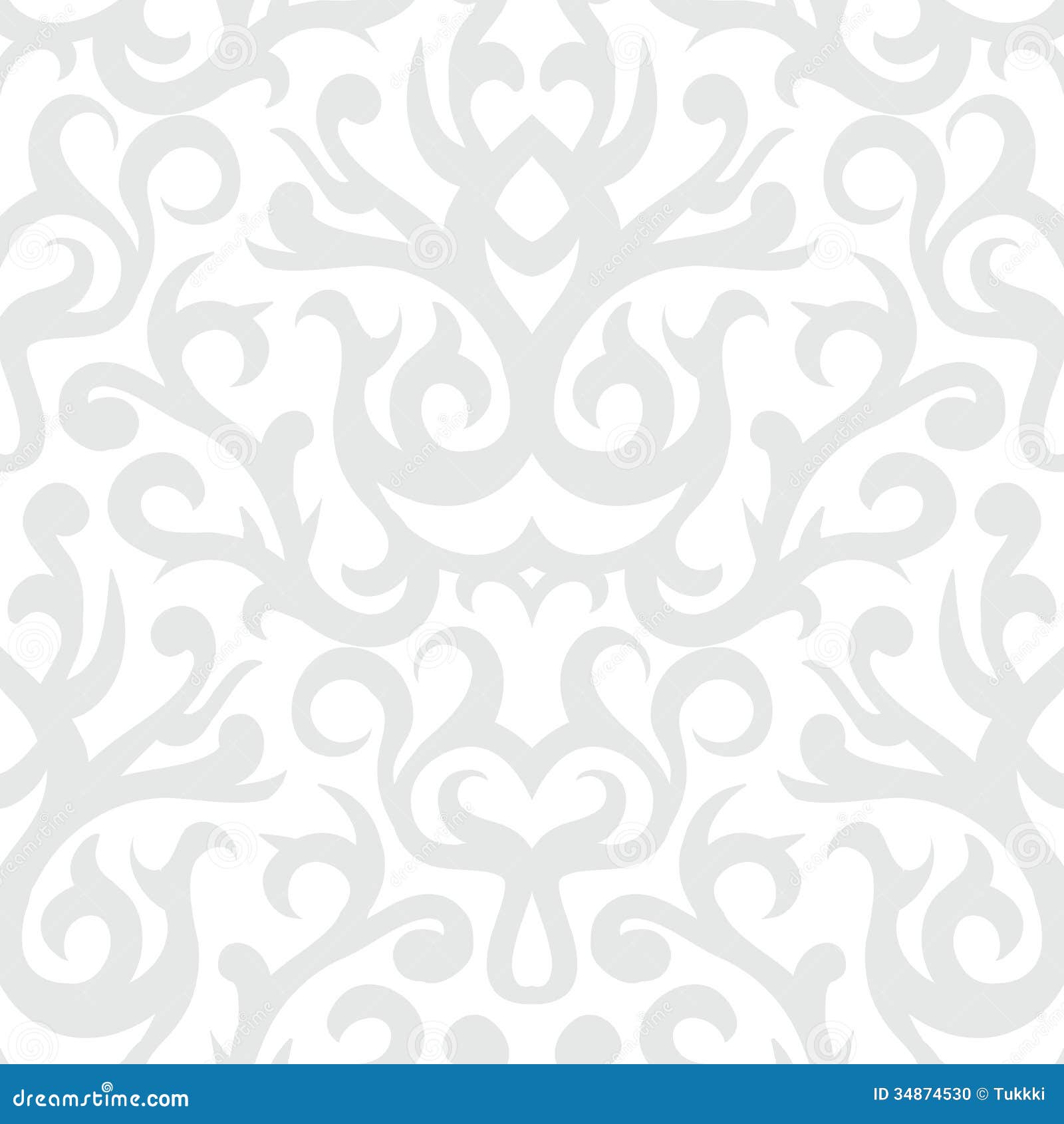 Damask Pattern In White And Silver Stock Photo - Image: 34874530