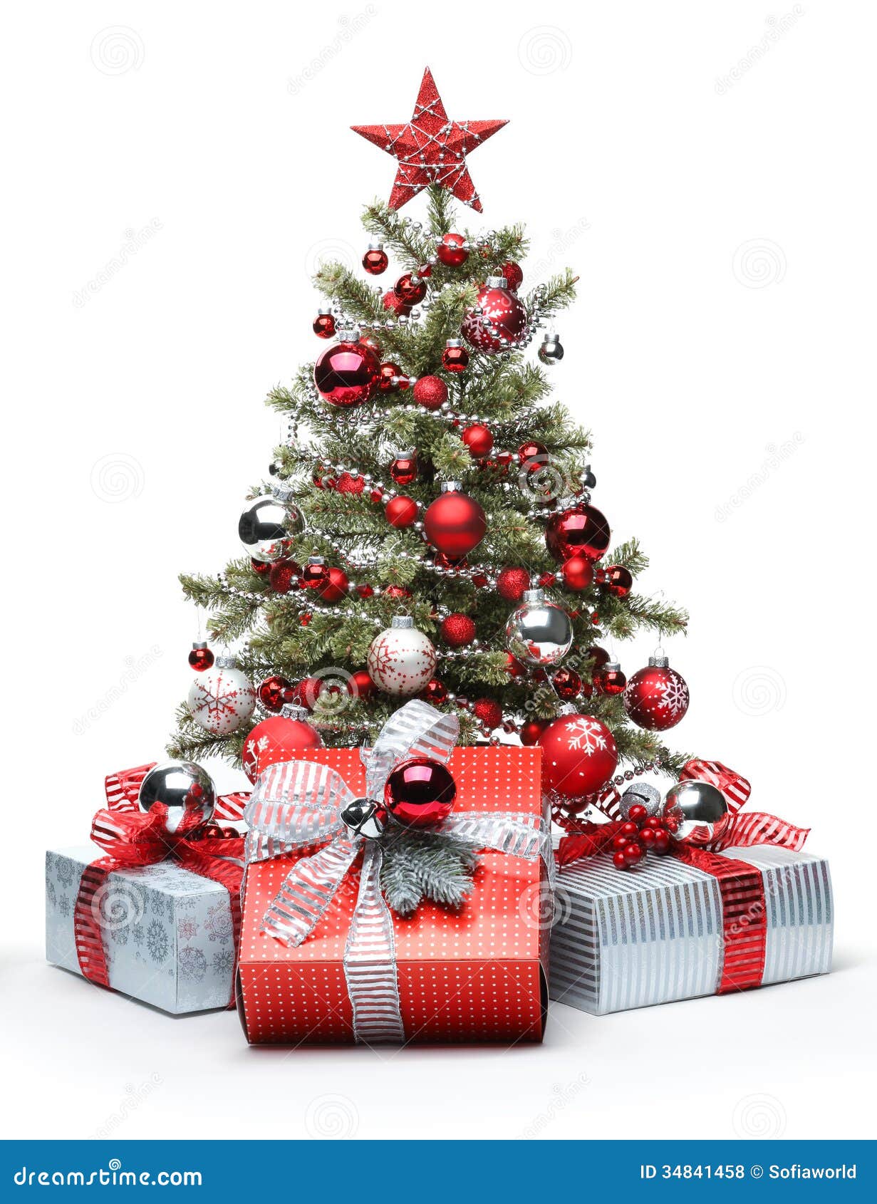 Decorated Christmas Tree And Gifts Royalty Free Stock