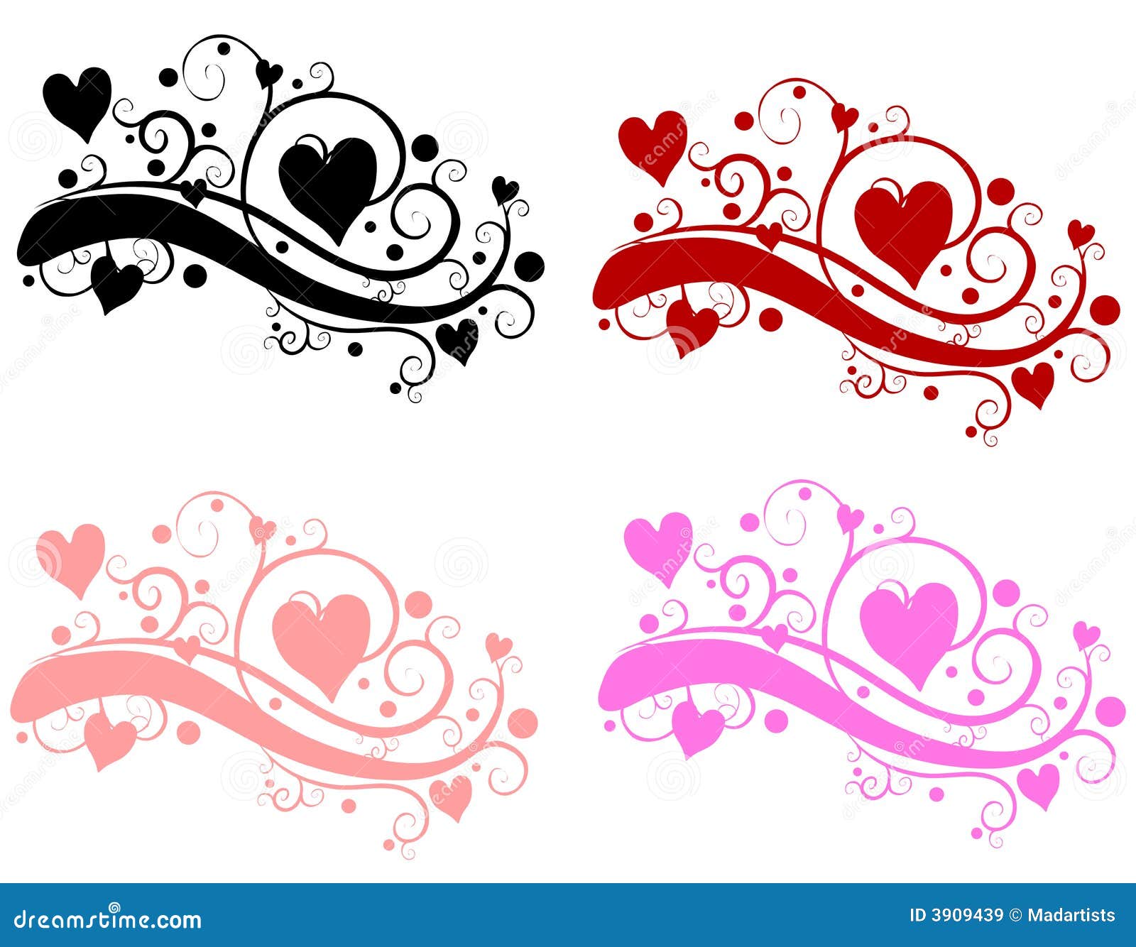 clip art illustration of your choice of 4 decorative Valentine's Day ...