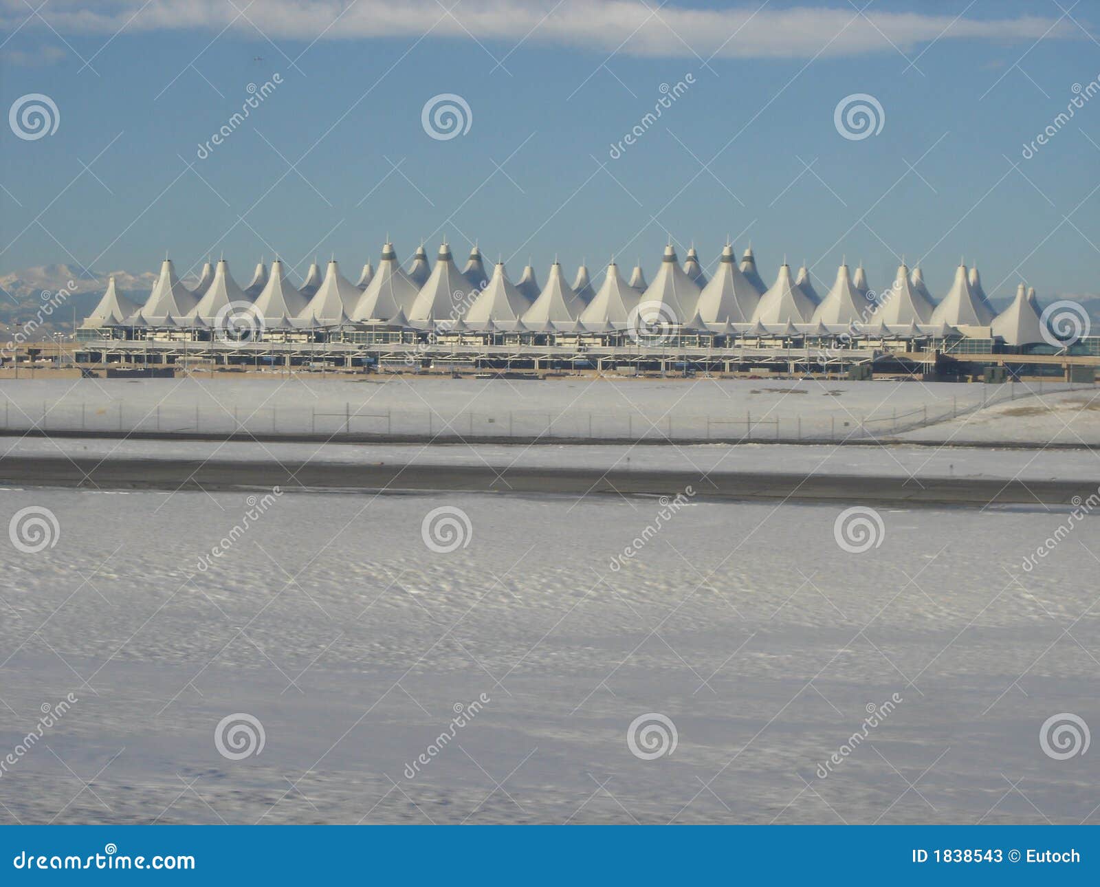 Winter Snow on Runway in Denver International Airport.