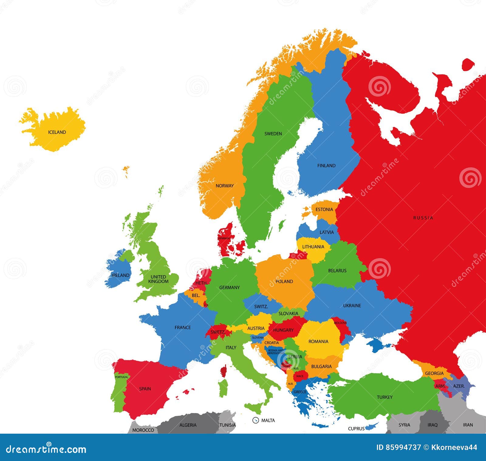 Vecteur Stock Regions Of Europe Political Map With Single Countries Images