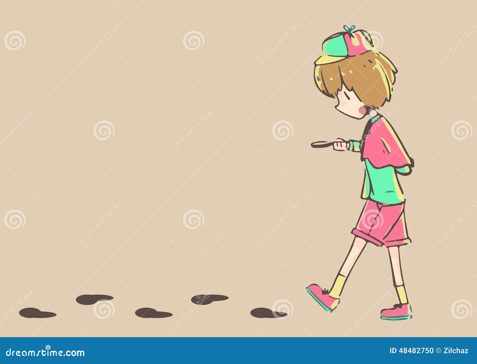 Detective Following The Footprint Stock Illustration - Image: 48482750