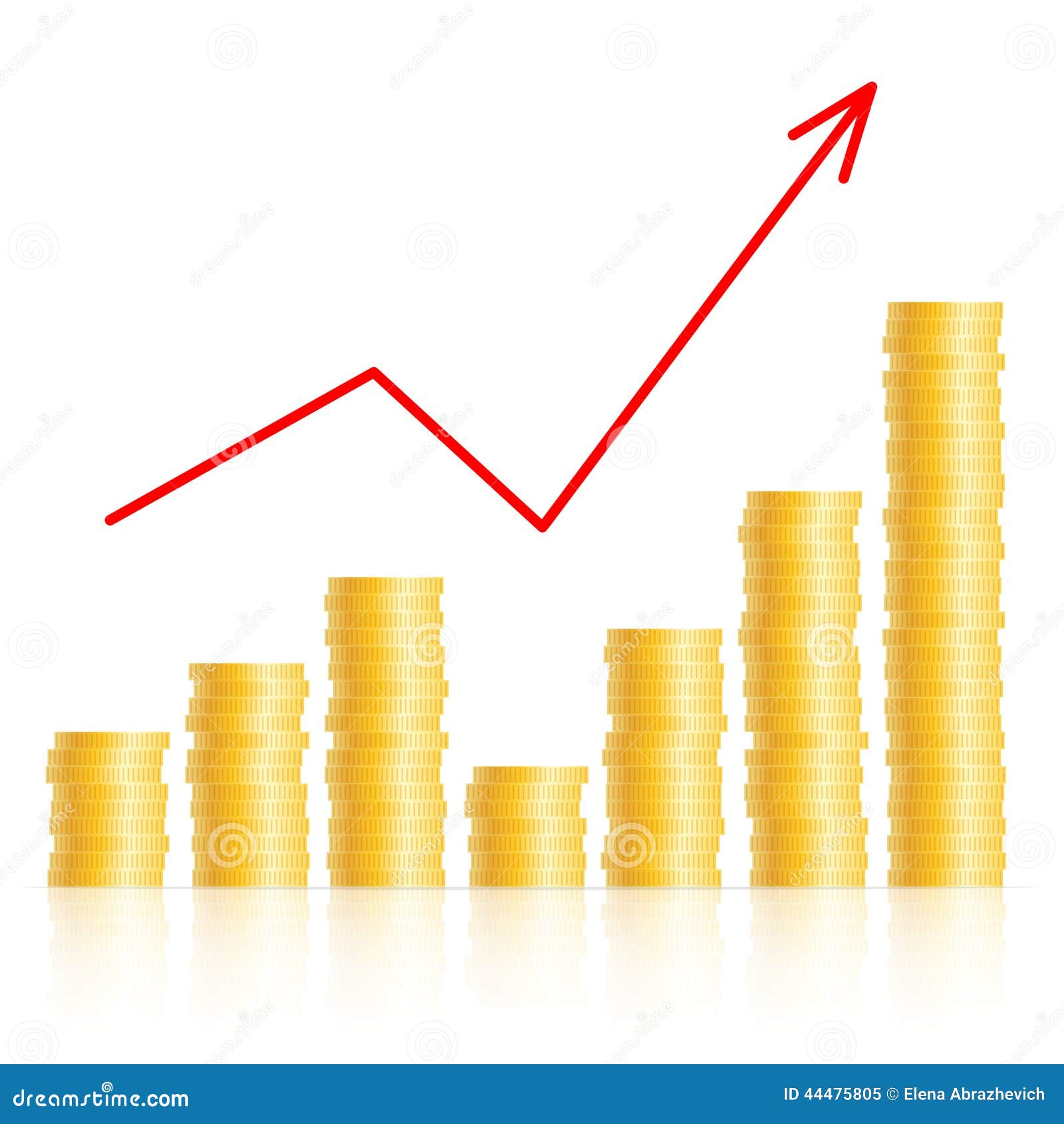 Diagram With Columns Of Gold Coins Stock Vector