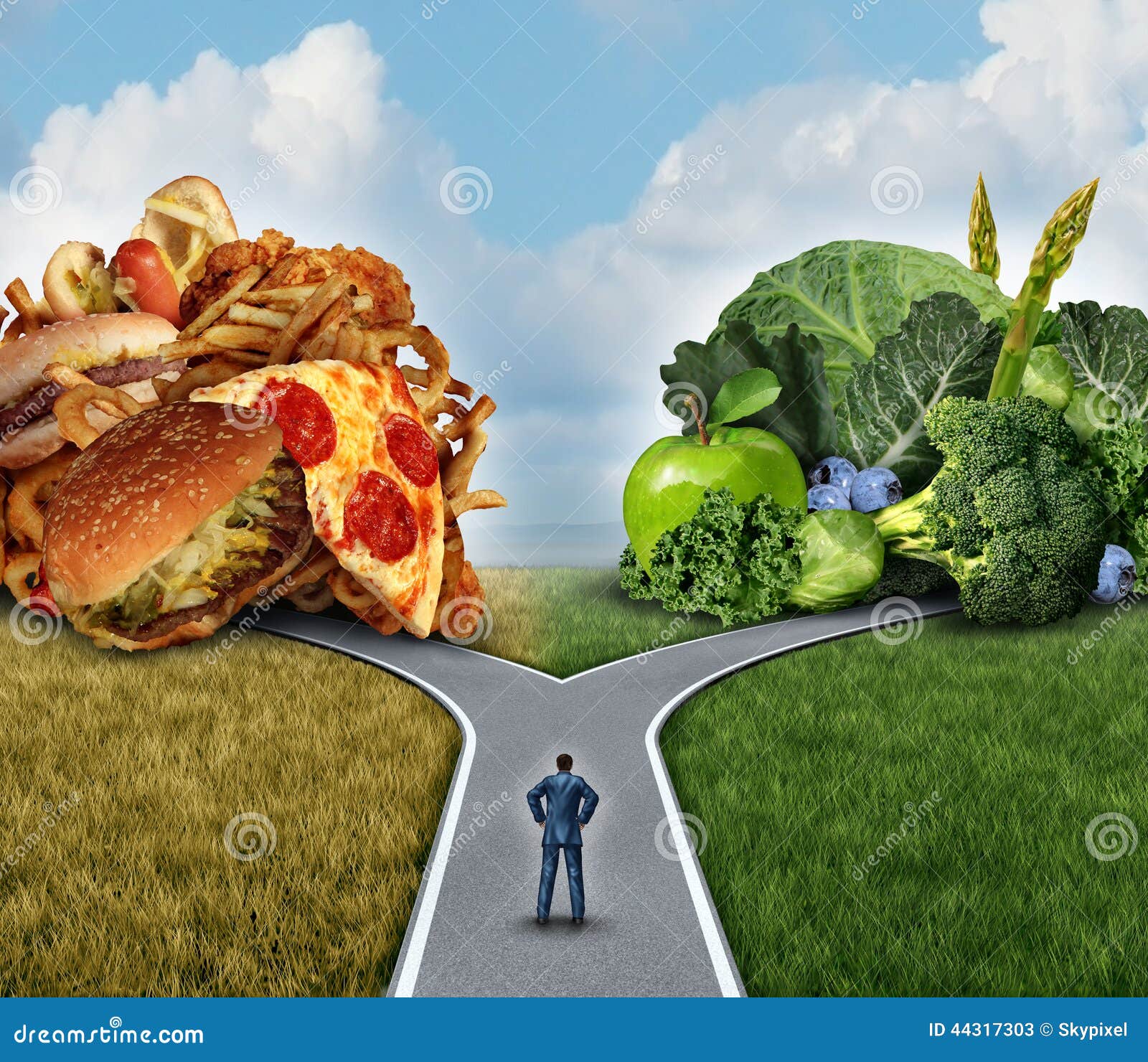 Diet decision concept and nutrition choices dilemma between healthy ...