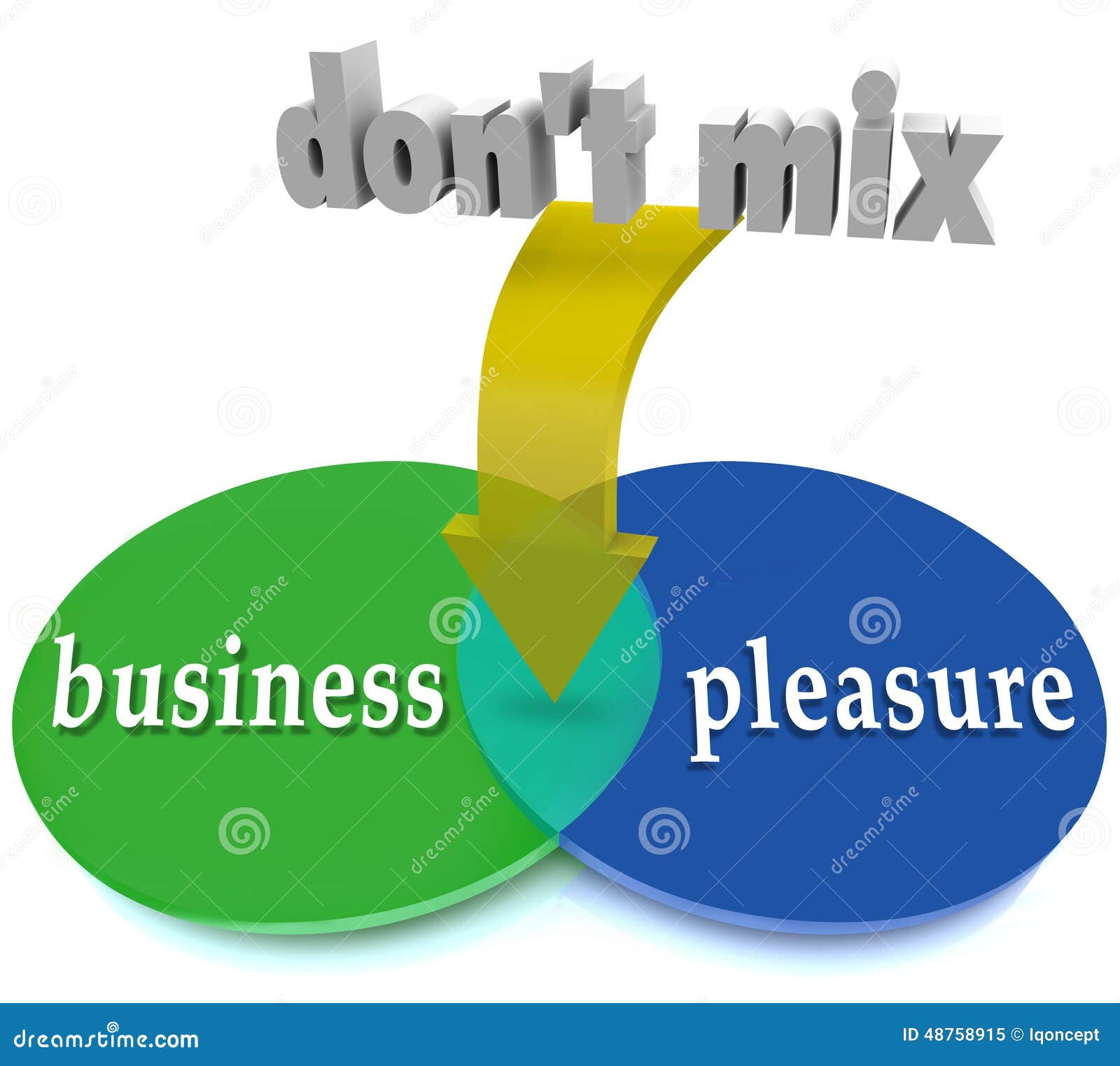Don't Mix Business And Pleasure Don t Mix Business Pleasure Venn Diagram Warning Office Workplac