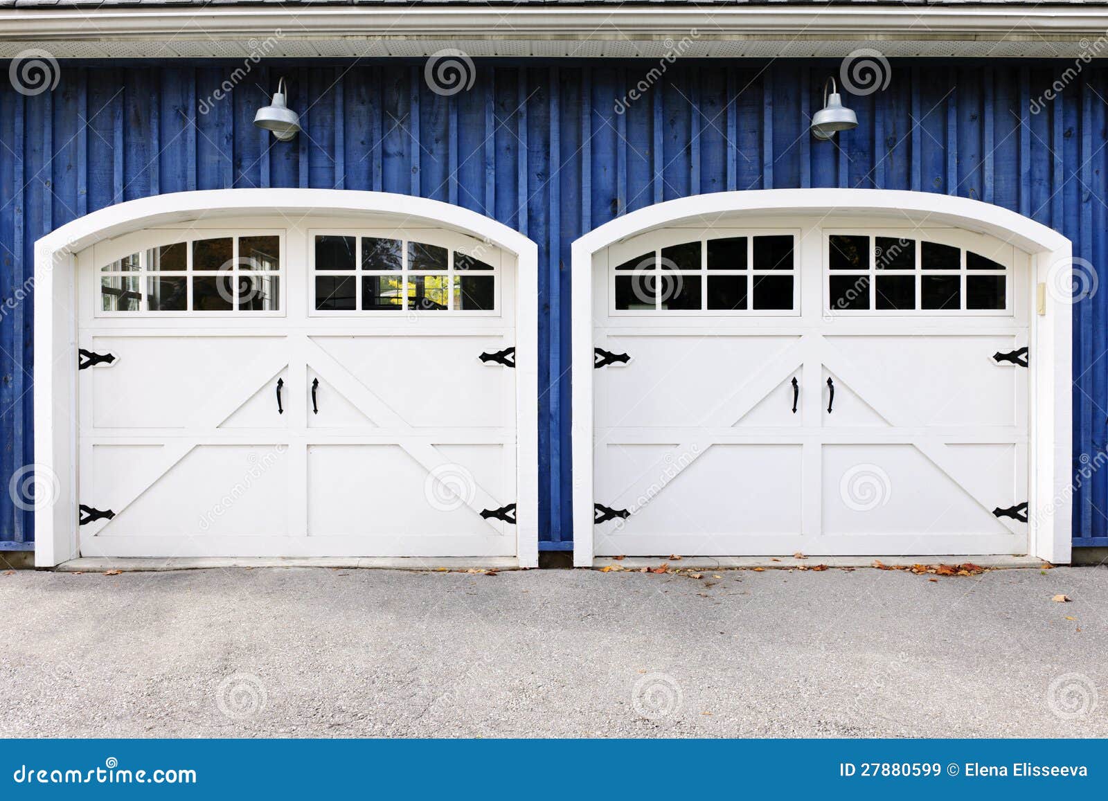 957 #82A229 Two White Garage Doors With Windows On Blue House. wallpaper Double Garage Doors With Windows 38451300