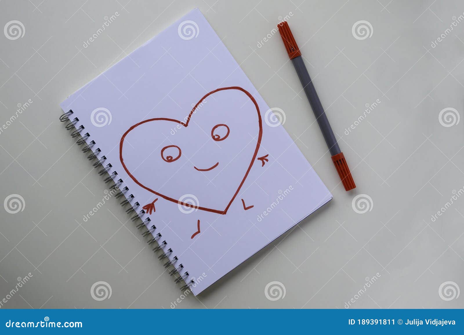 Drawn By A Red Felt Tip Pen On A White Sheet In A Notebook Happy Heart