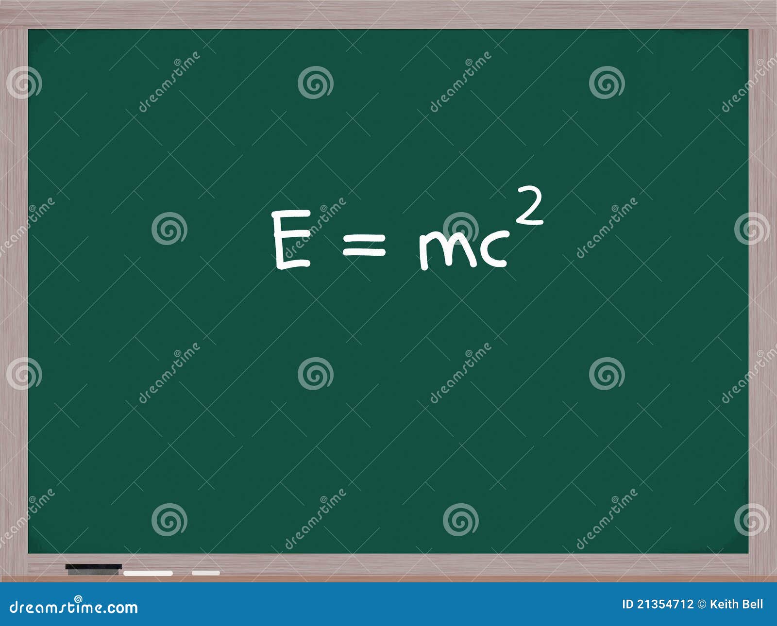 MC squared written on a blackboard with white chalk and an eraser in ...