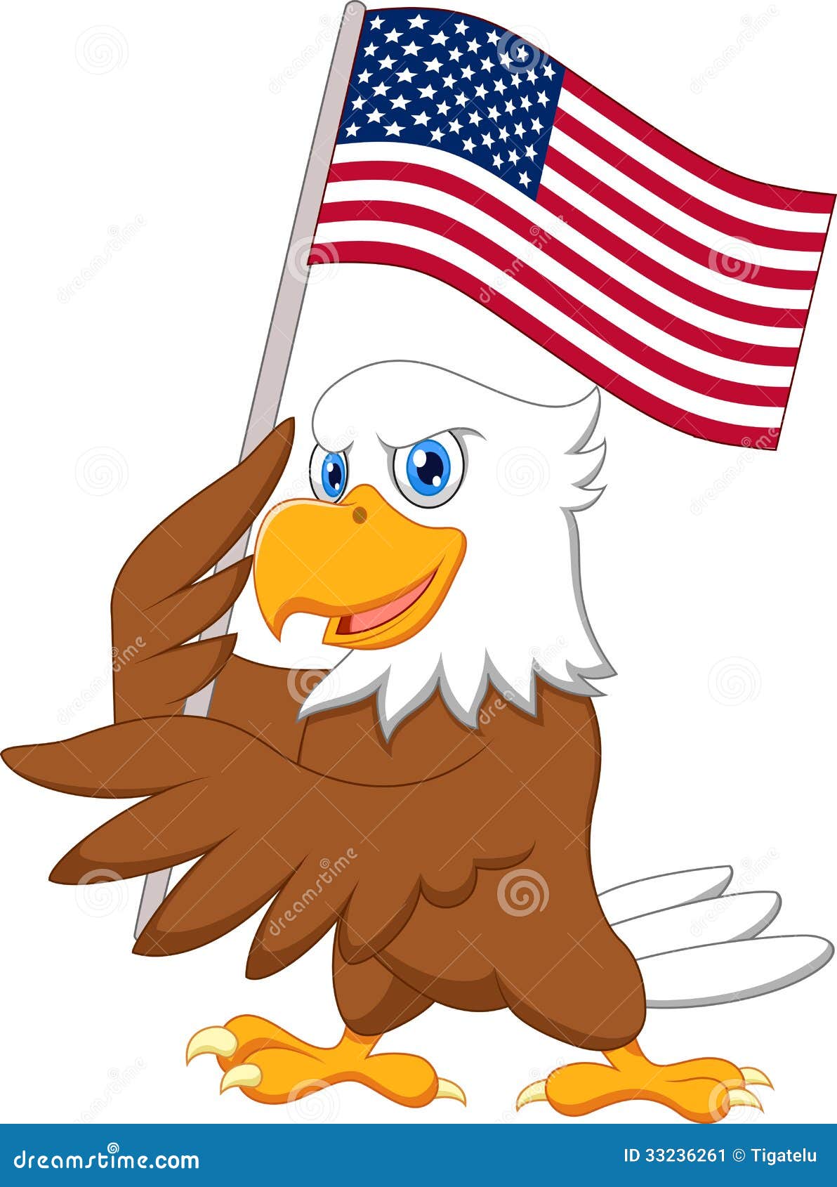 Eagle Cartoon Holding American Flag Stock Image - Image: 33236261