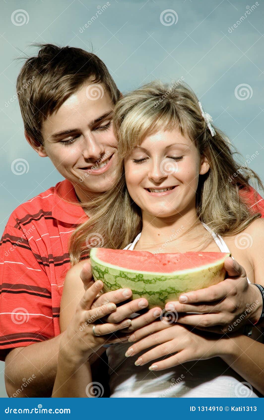 Eating Melon Stock Photo Image 1314910