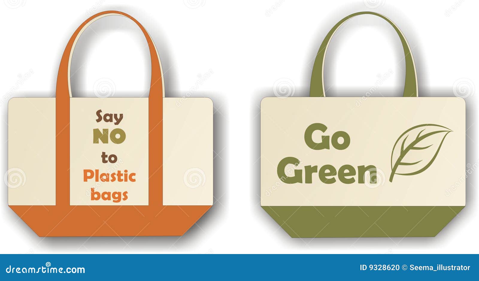 Vector illustration of eco-friendly bags made from cloth with message ...