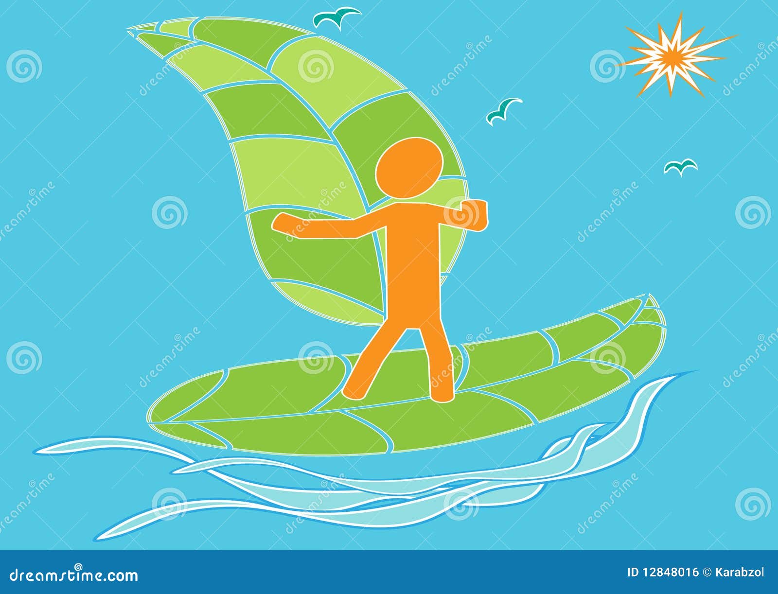  symbolical image of the teenager-surfer, a energy wind-ocean-freedom