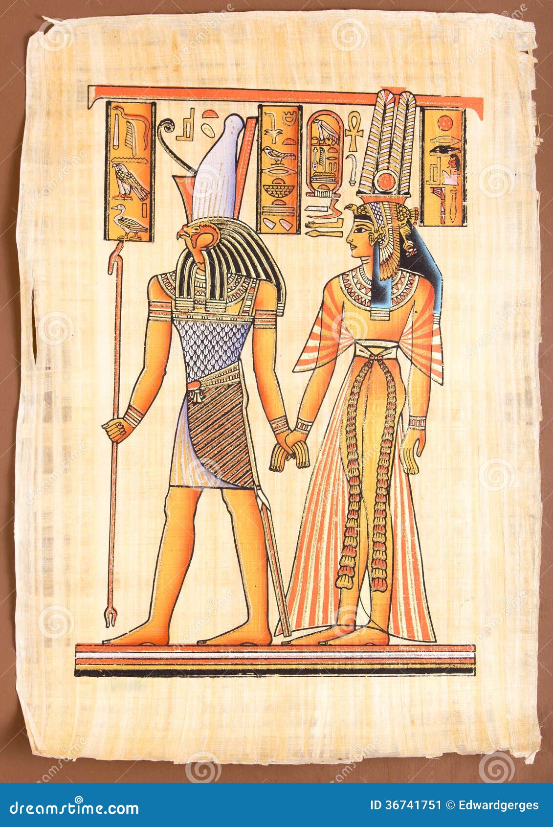 Egyptian God Horus With Queen Cleopatra Stock Image