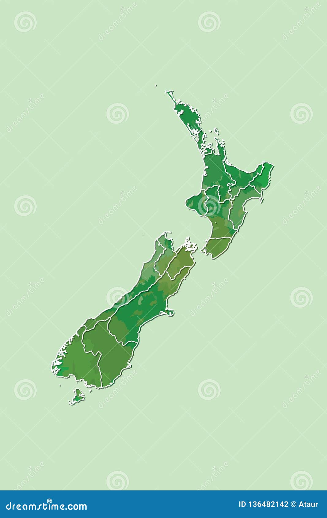 Ejemplo Del Vector Del Mapa De La Acuarela De Nueva Zelanda Del Color