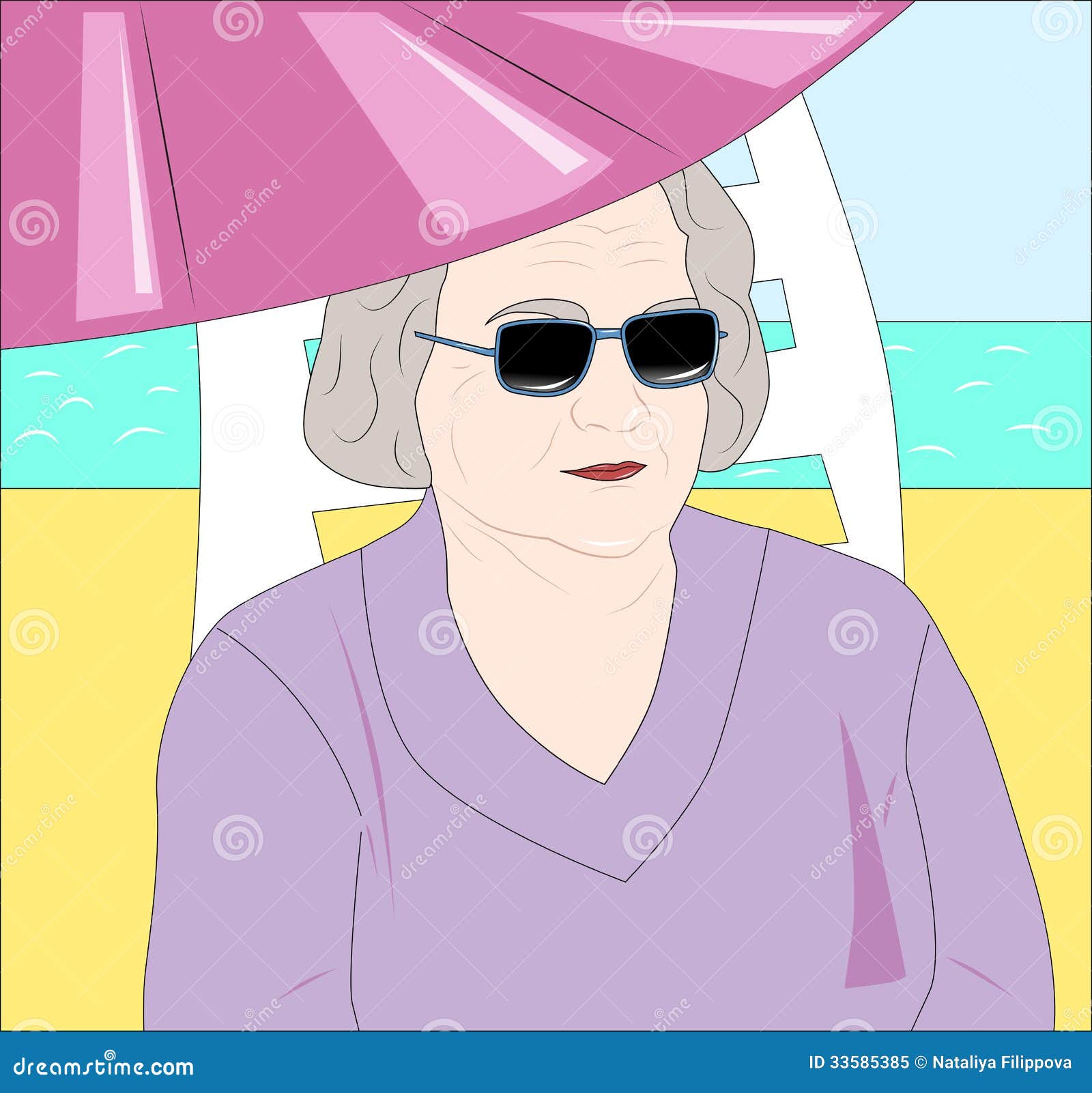 An Elderly Lady On Vacation Stock Vector Illustration Of Person