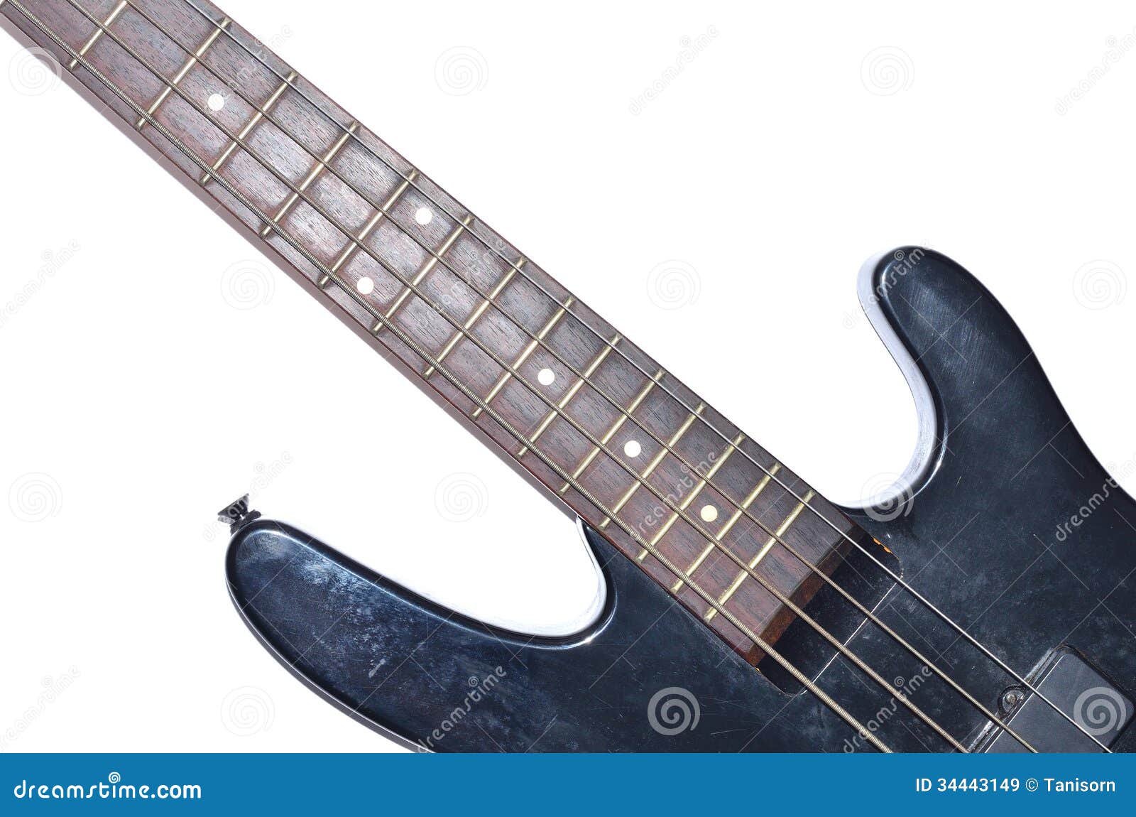 Electric Bass guitar isolated on white background, Music concept.
