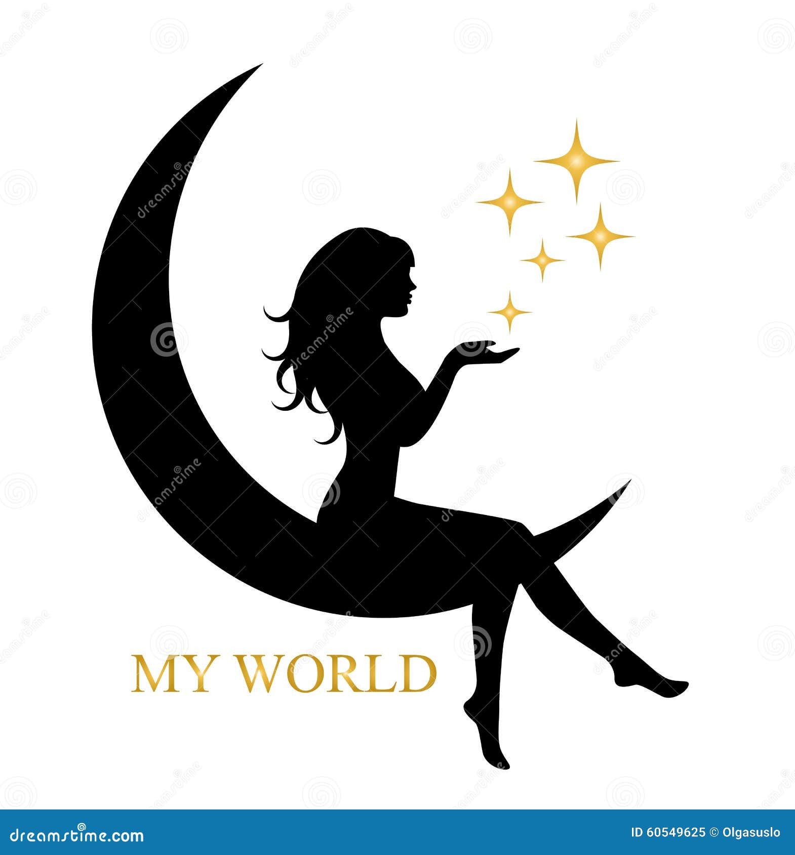 Elegant Girl Sitting On The Moon Stock Vector Image