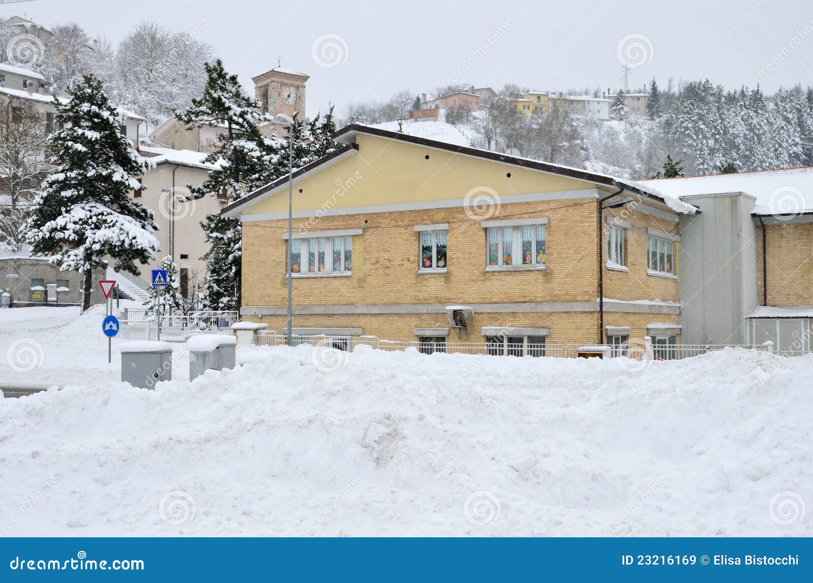 Elementary School In The Snow Royalty Free Stock Images Image 23216169
