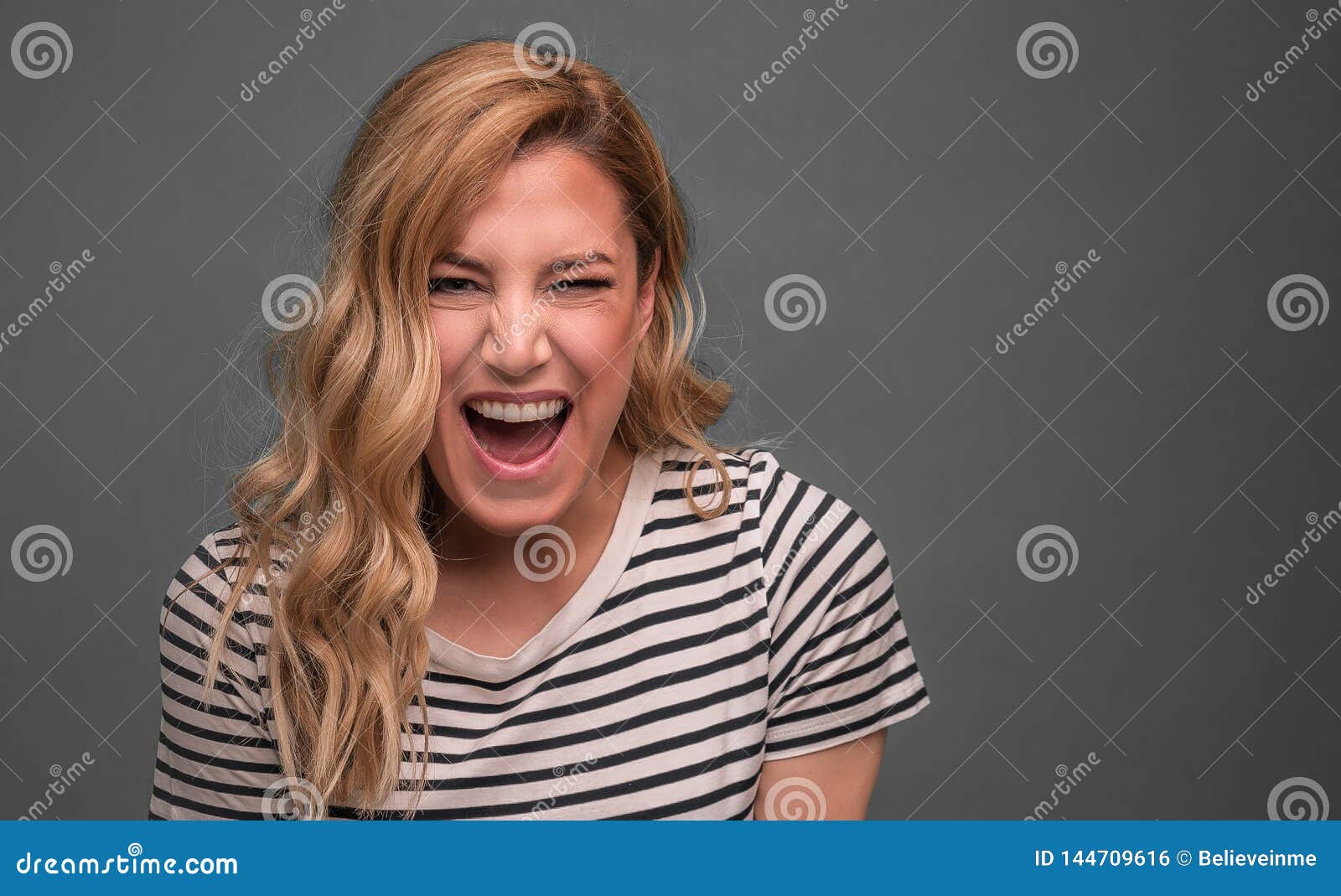 Emotional Blonde Screams Stock Photo Image Of Frustration