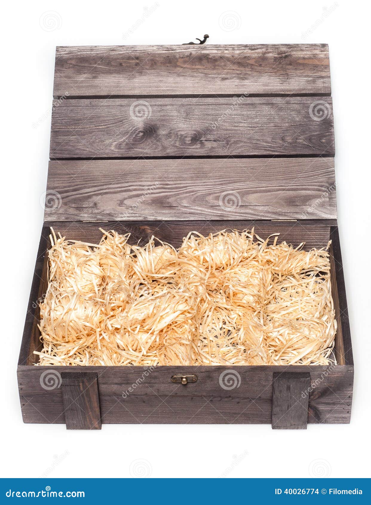 Empty Wood Gift Box With Straw Stock Photo - Image: 40026774