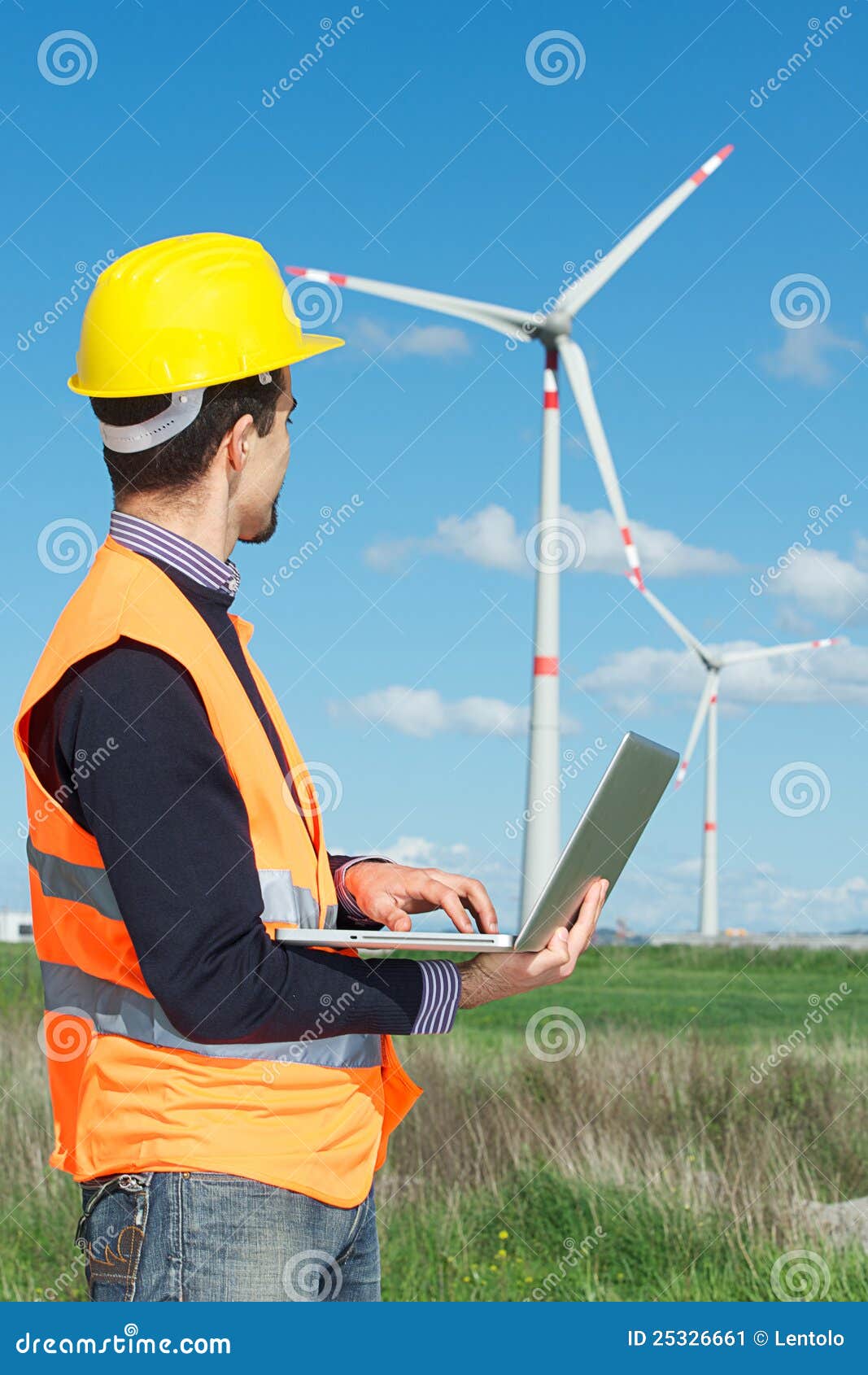 Engineer In Wind Turbine Power Generator Station Stock Image - Image 