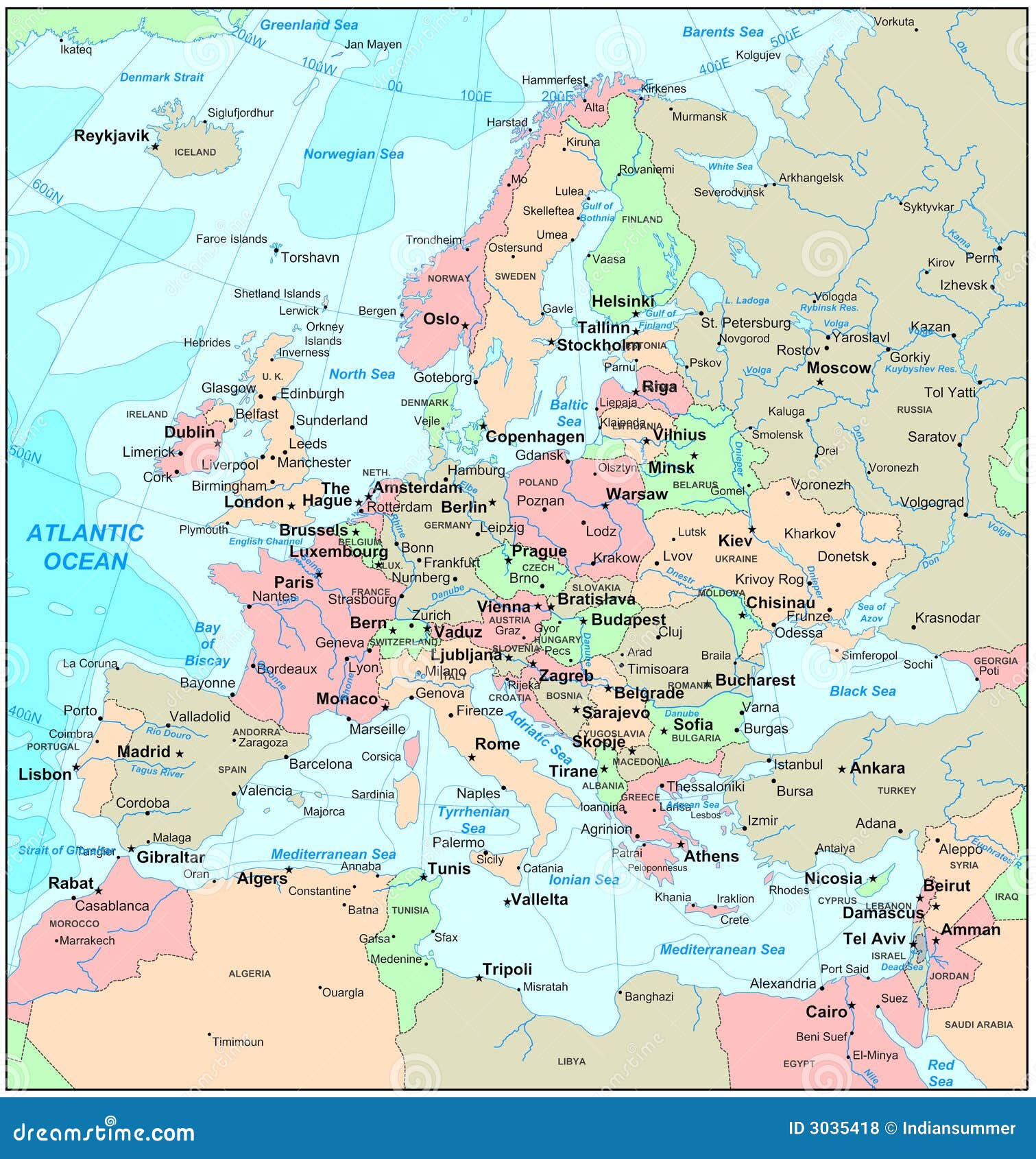 Europe Map Royalty Free Stock Photos - Image: 3035418