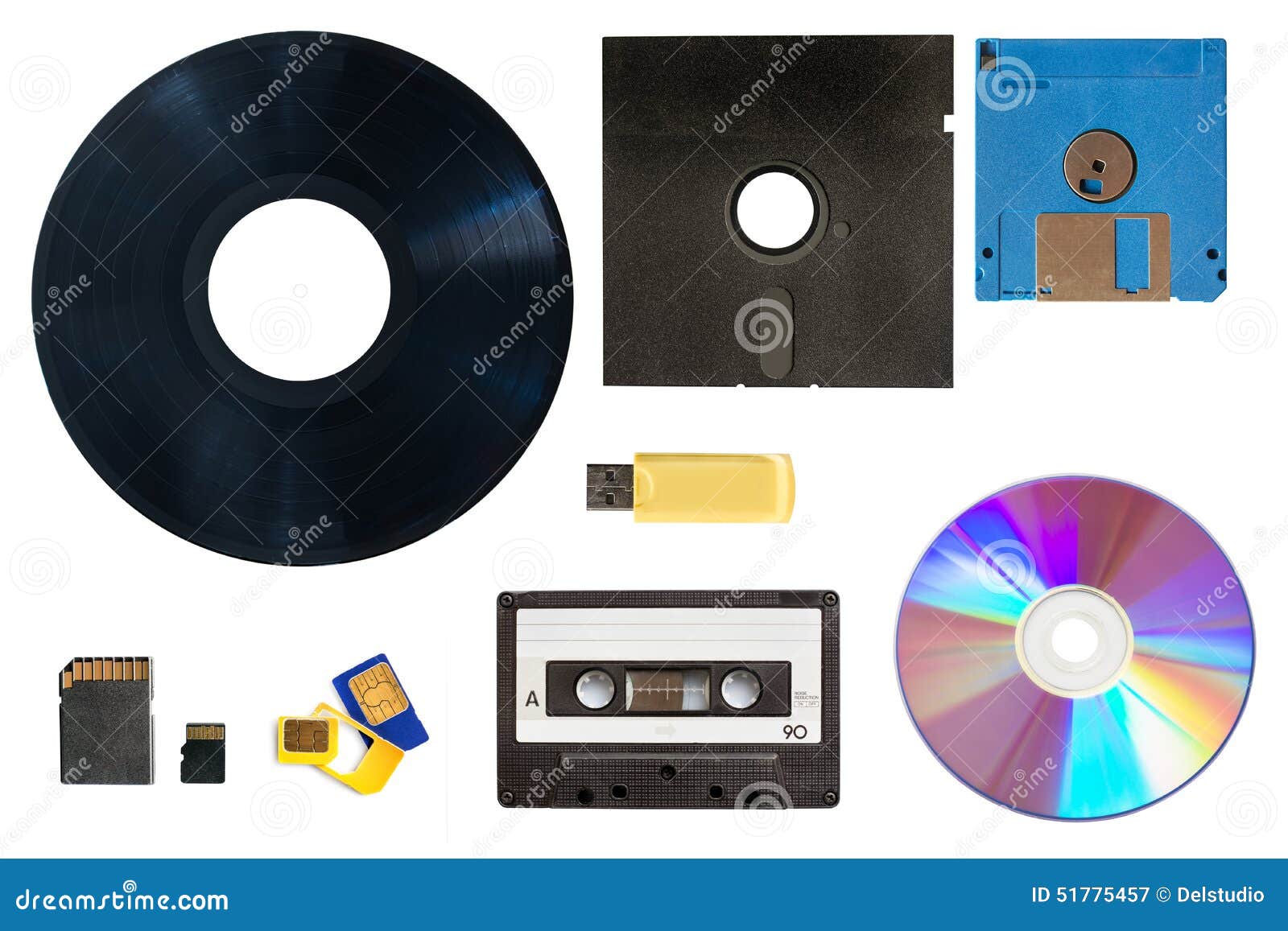 Evolution Of Technology Data And Media Storage Stock Photo Image
