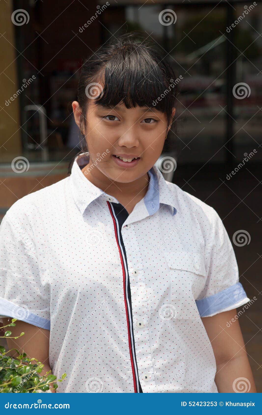 Face Of Asian Teen Aged Standing With Smiling Face Stock