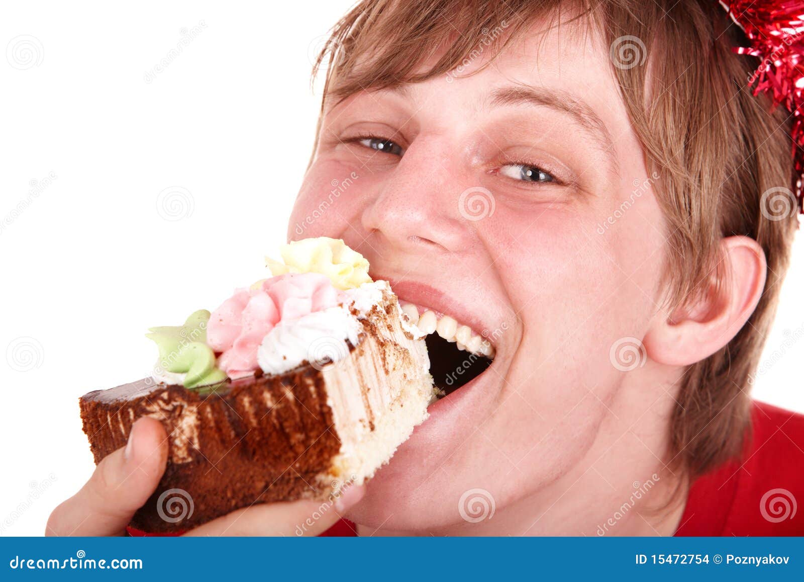 Face Of Man Eating Cake. Stock Images - Image: 15472754