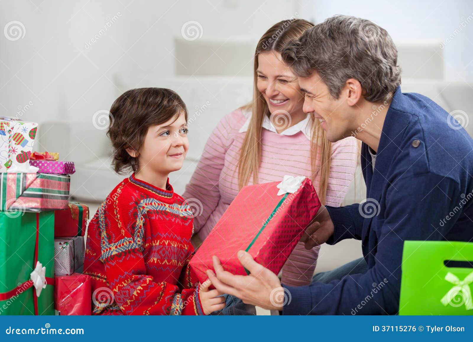 Father Giving Christmas T To Son Royalty Free Stock Image Image 37115276