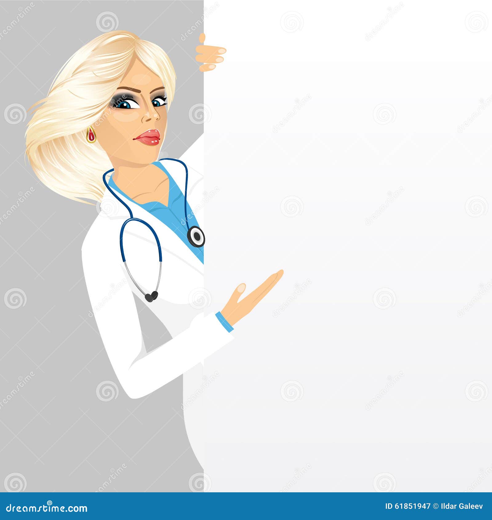 Female Doctor With A Blank Presentation Board Stock Vector