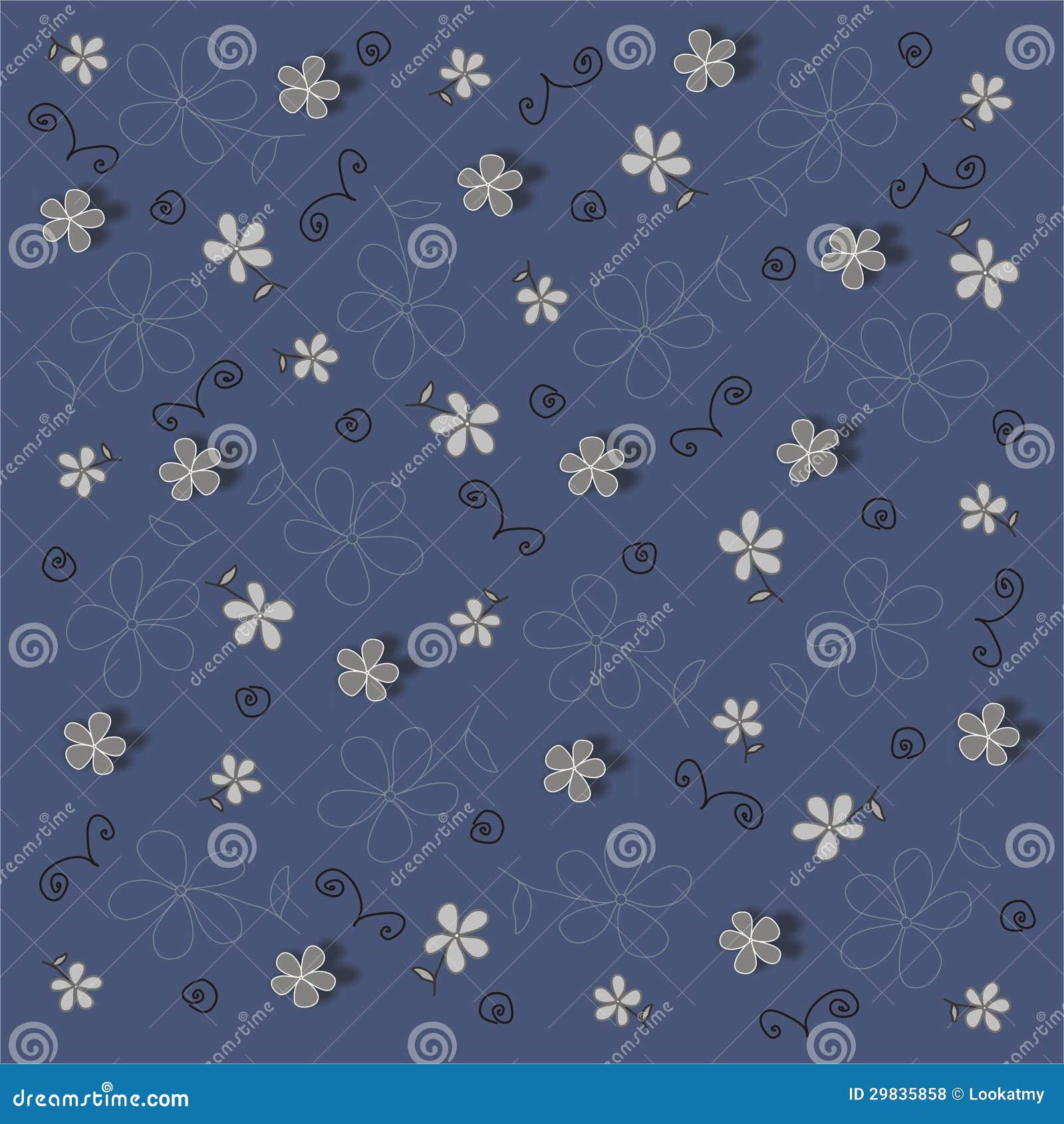 Vector Navy Blue Floral Background Royalty Free Stock Photos - Image