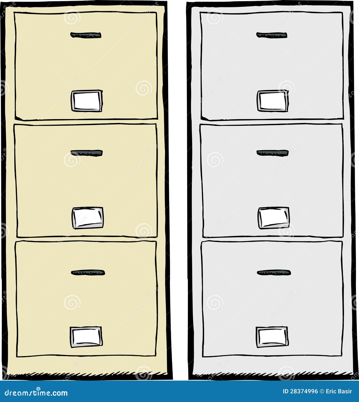 Front view of isolated metal filing cabinets.