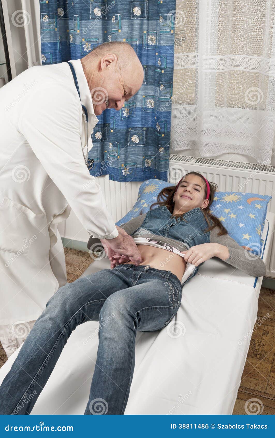 Doctor Have A Medical Examination Girl Stock Photo - Image 