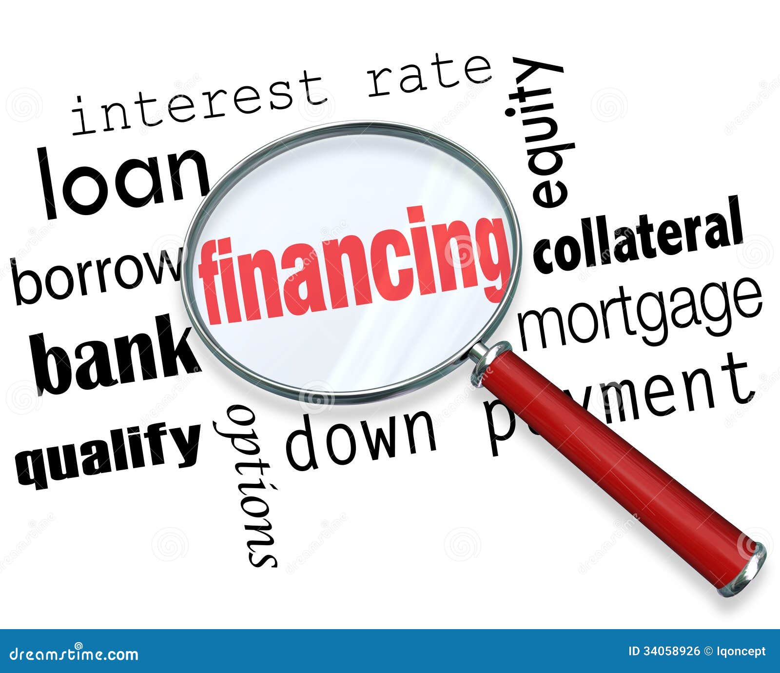 financing-magnifying-glass-words-load-mortgage-word-under-terms-like ...