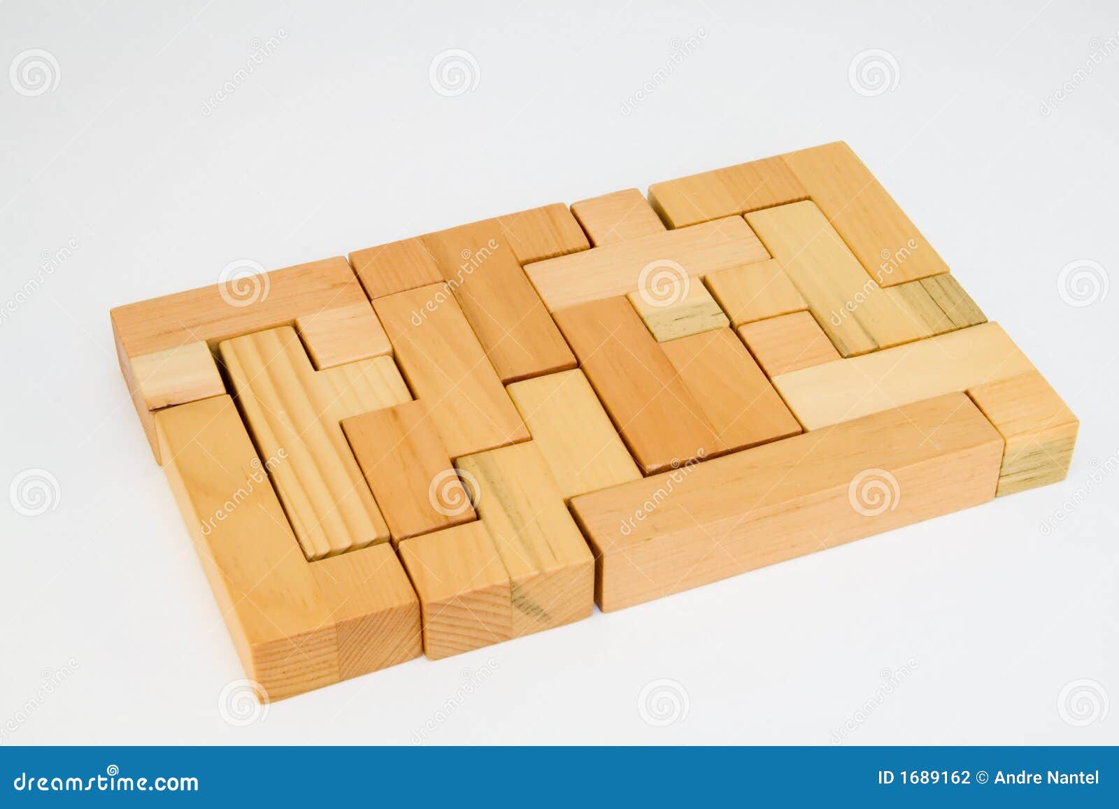 completed puzzle made of wooden blocks.