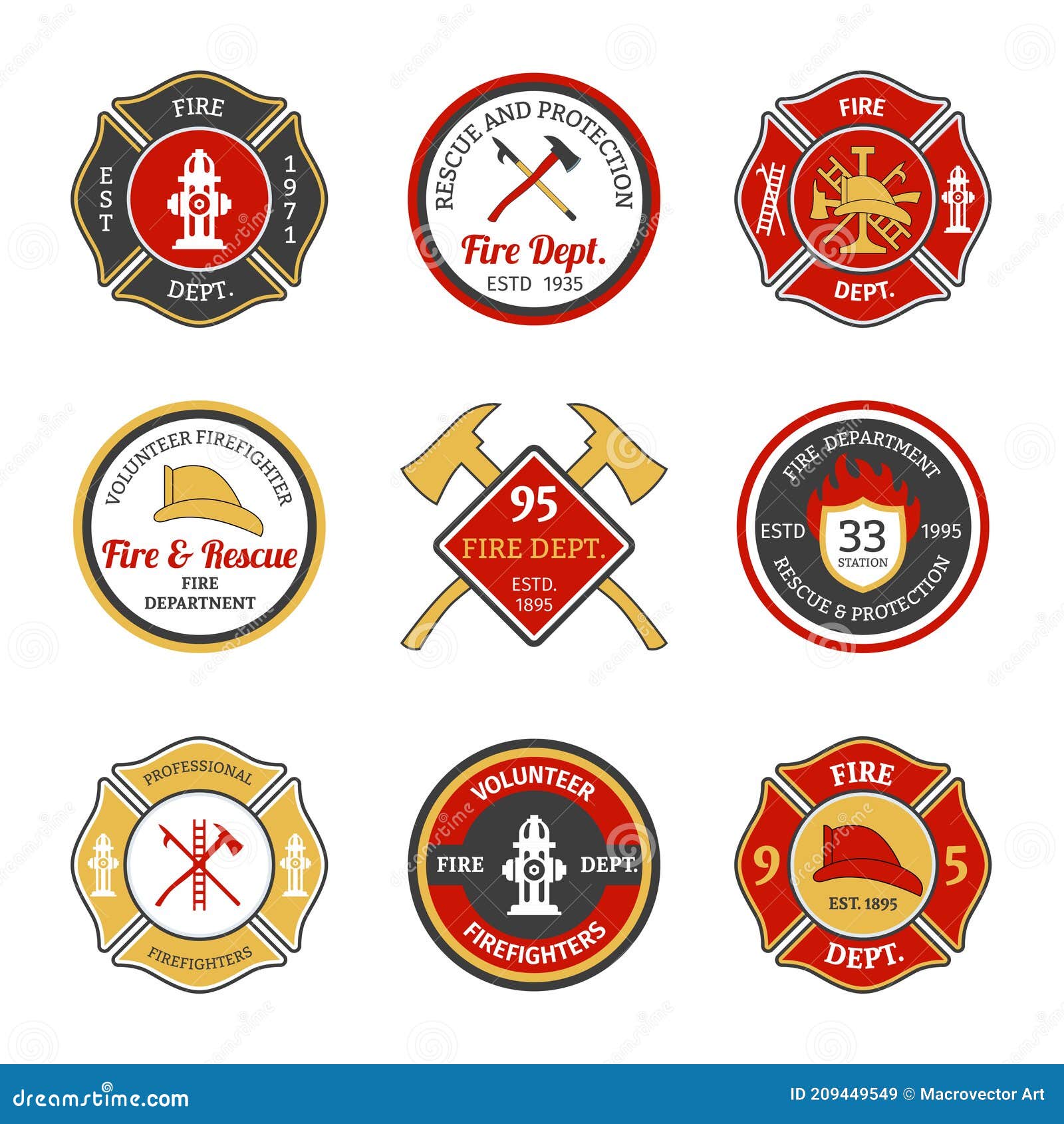 Fire Department Emblems Stock Vector Illustration Of Equipment