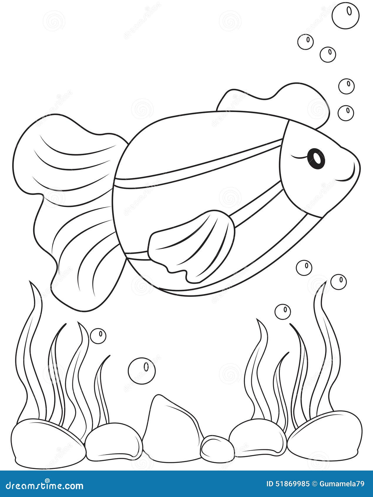 Fish Coloring Page Stock Illustration - Image: 51869985