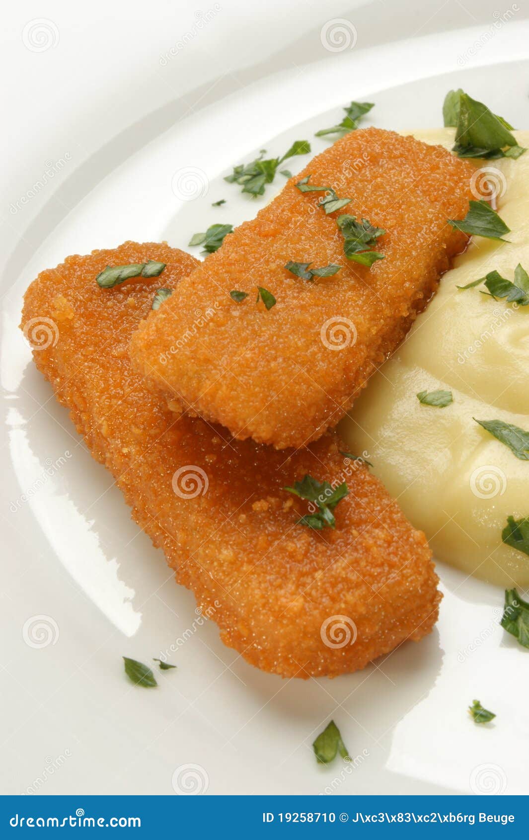 Fish Fingers With Mashed Potatoes Stock Photo Image 19258710