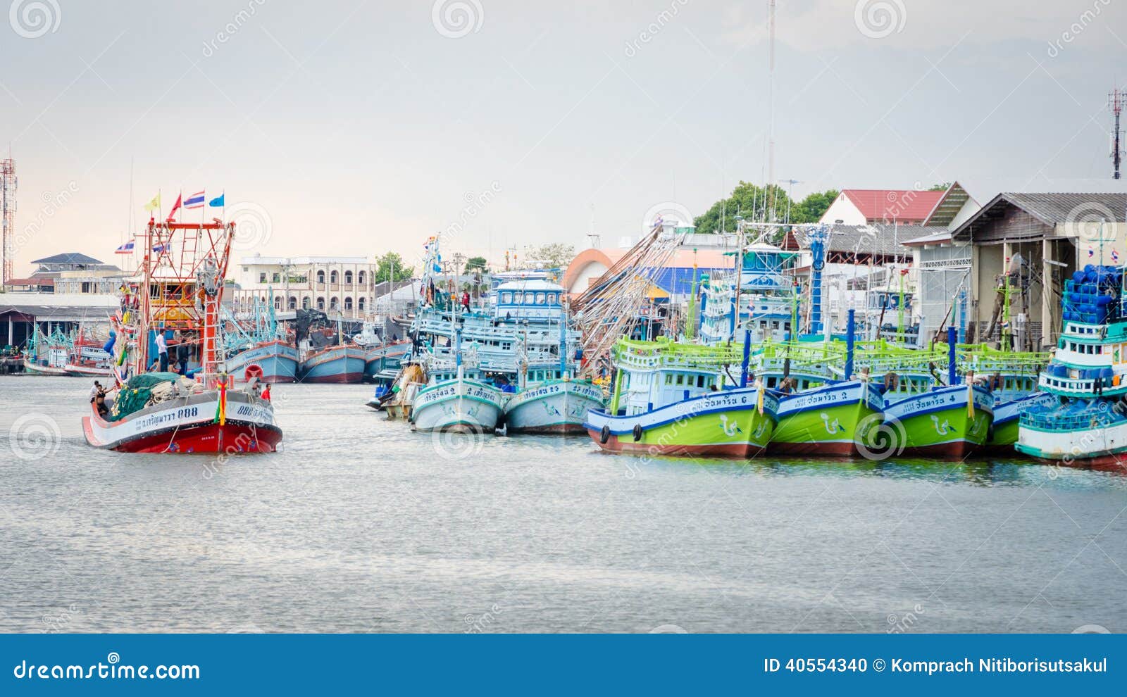 Fishing boats floating and running to the sea at Rayong' Thailand.