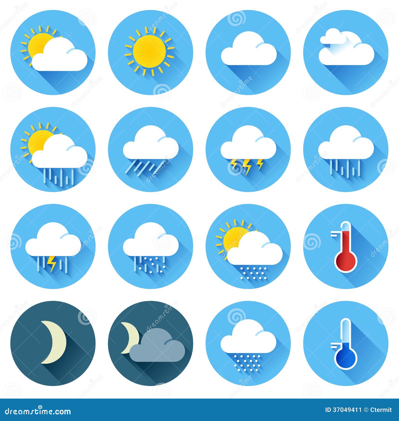 Flat Color Weather Icons Stock Image - Image: 37049411