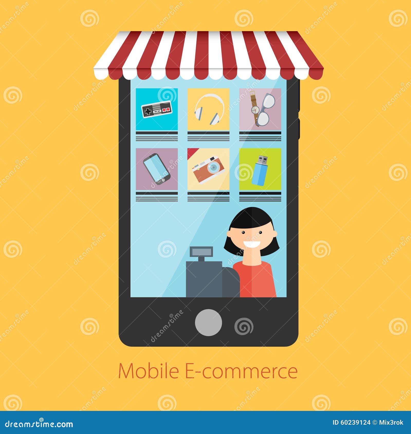 Flat Design Concept E-commerce Vector. Stock Vector - Image: 60239124