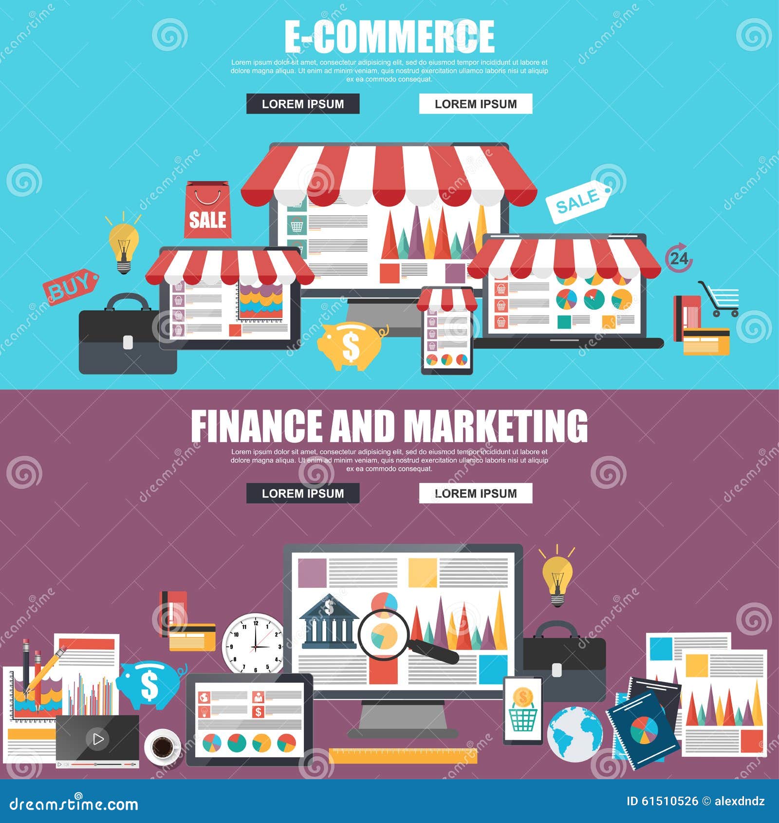 Flat Design Concepts For E-commerce, Marketing And Strategy Analysis ...