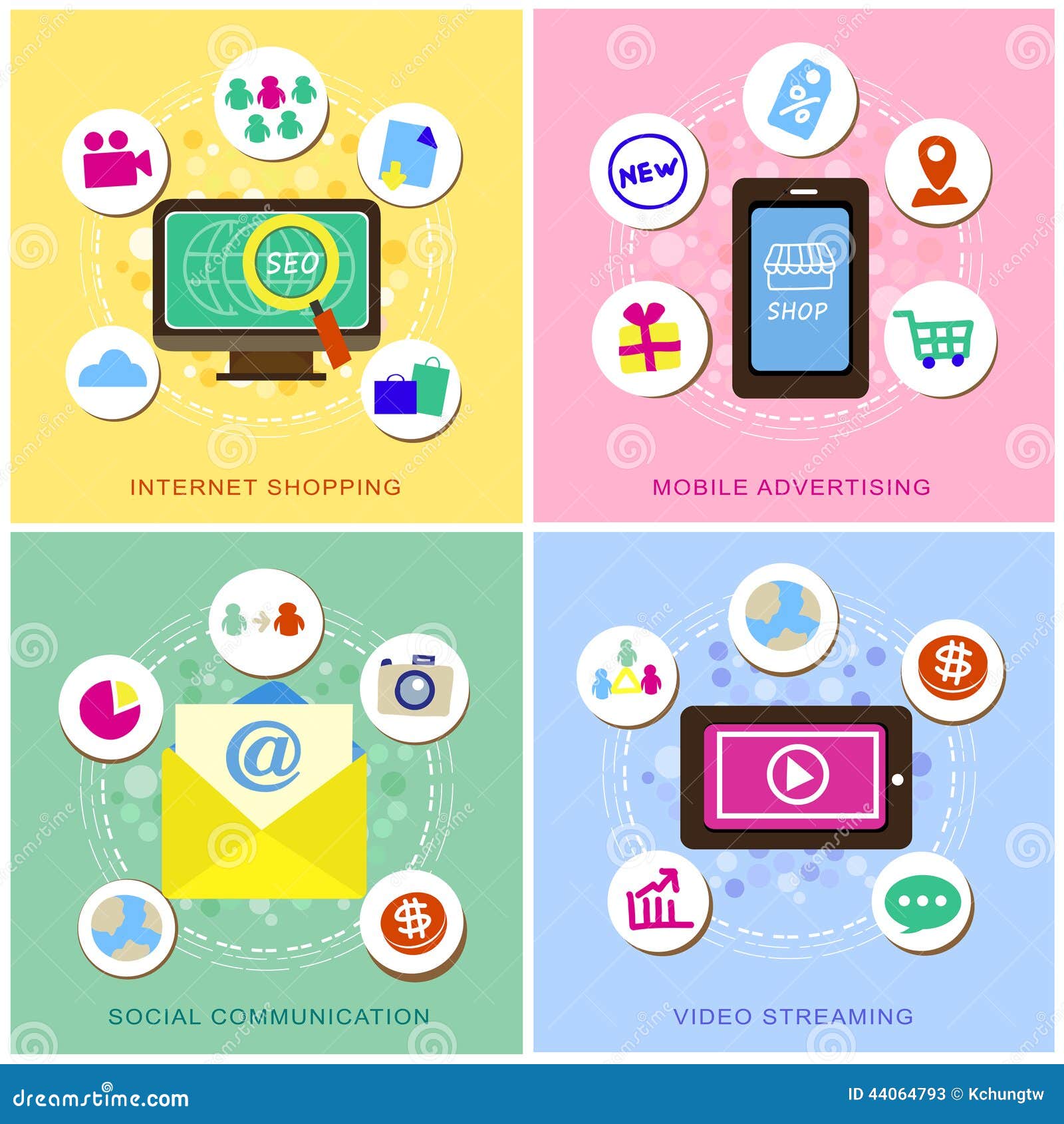 Flat Design For E-commerce Icons Set Stock Vector - Image: 44064793