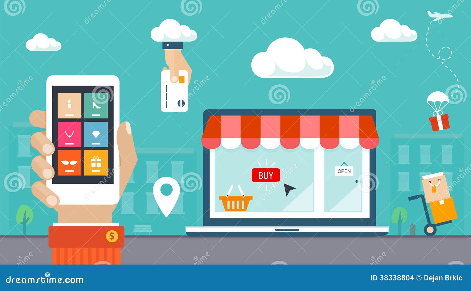 Flat Design Illustration. E-commerce, Shopping & Stock Images - Image ...