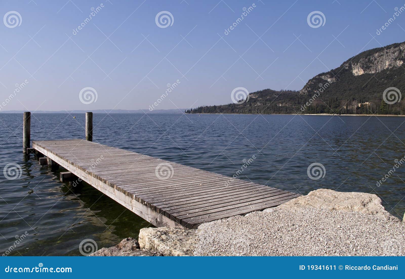 Floating dock near Garda on the lake of Garda, Italy.