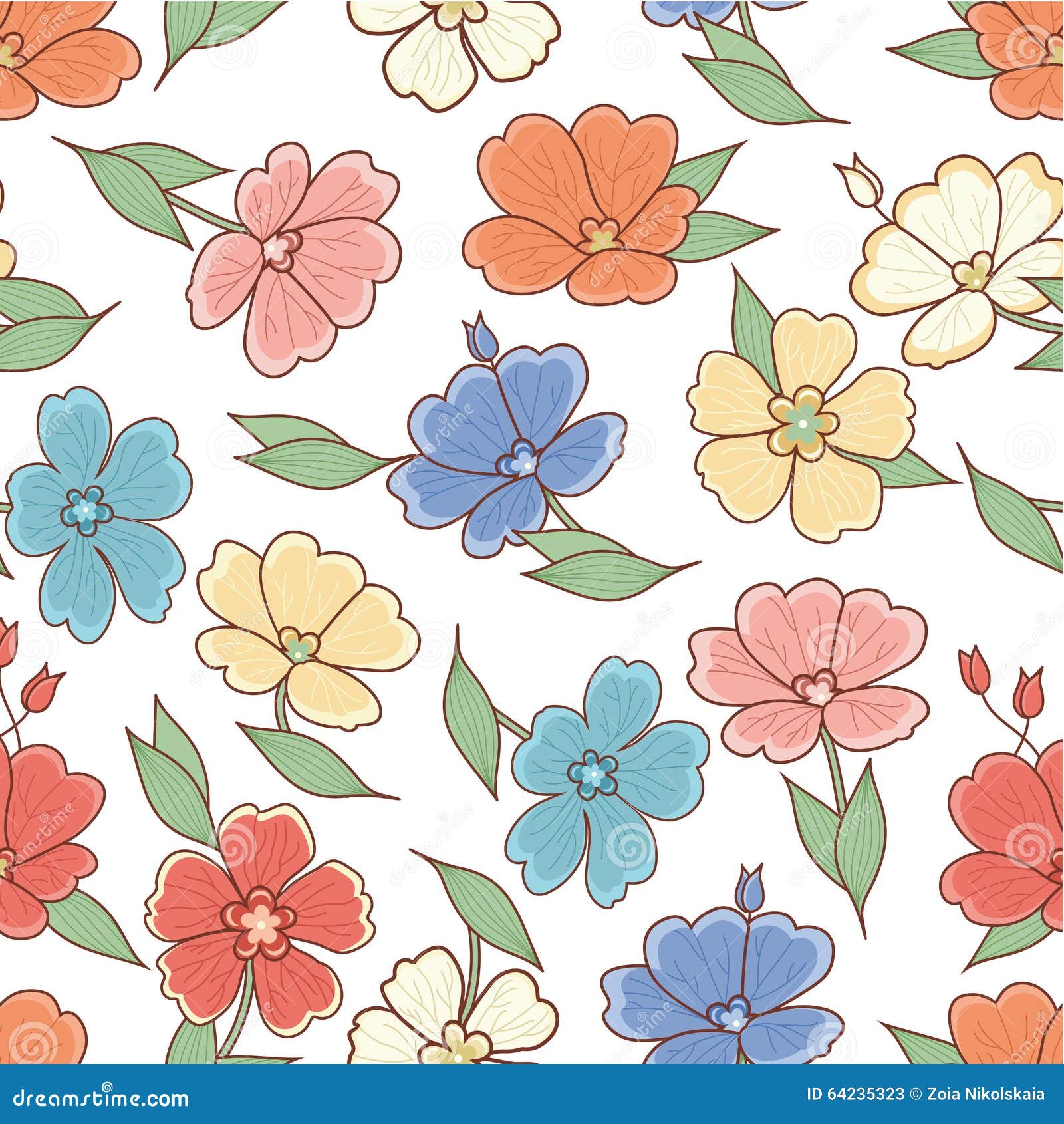 Vector Line Drawing Flower Pattern : Floral pattern flower seamless stock vector