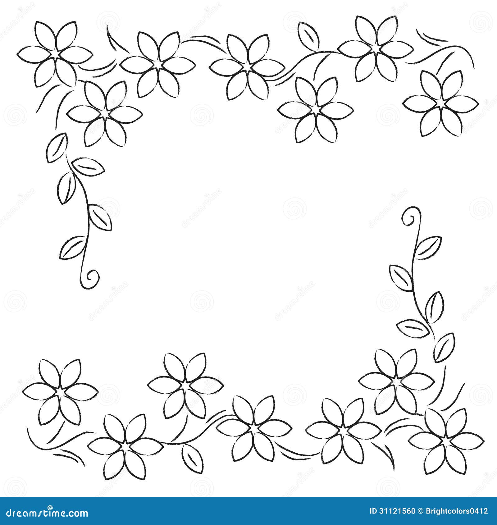 Flower Line Border Black White Stock Photo - Image: 31121560