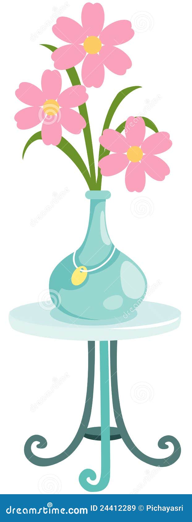 Flower In Vase On Glass Table Royalty Free Stock Images - Image 