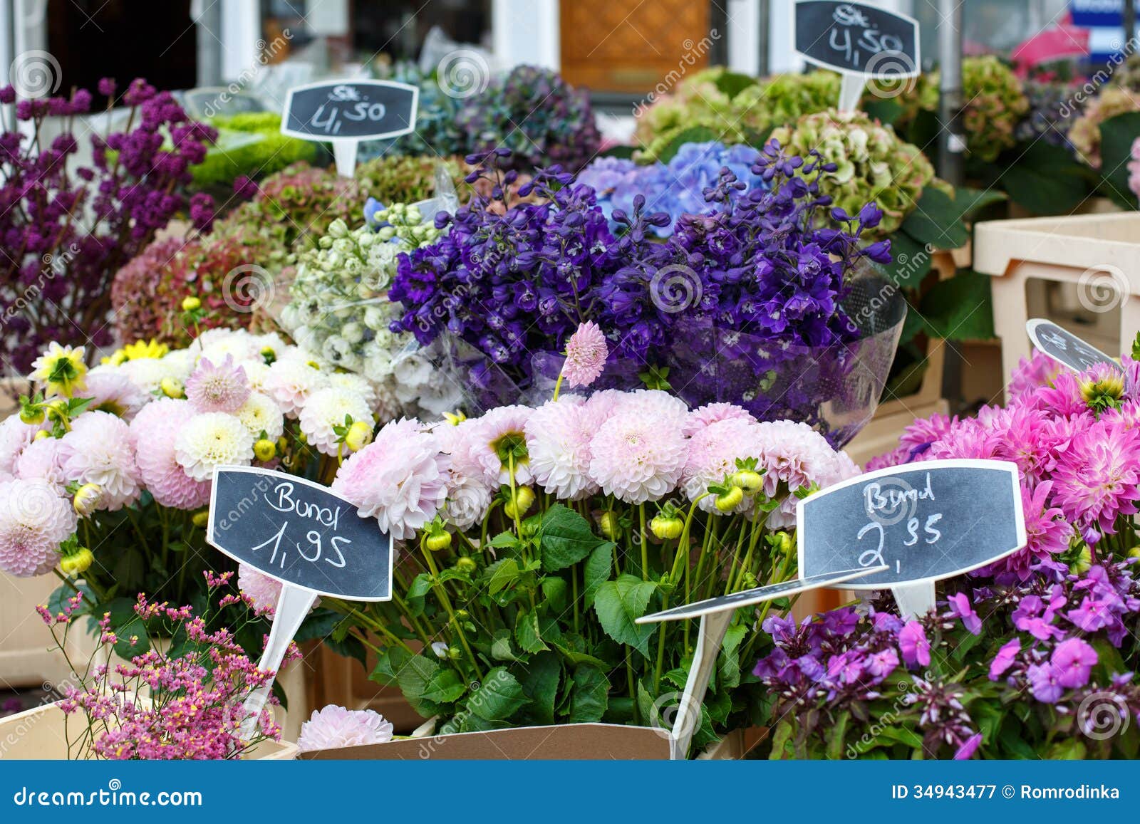 Flowers for sale at a German flower market.